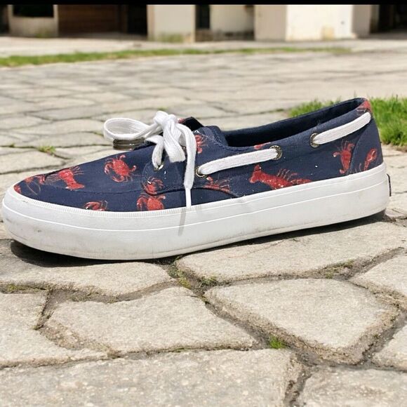 Sperry Shoes - SPERRY Women’s Sz 8 Top-Sider Crest Navy Shoes Lobster/Crab Theme Boating Shoes